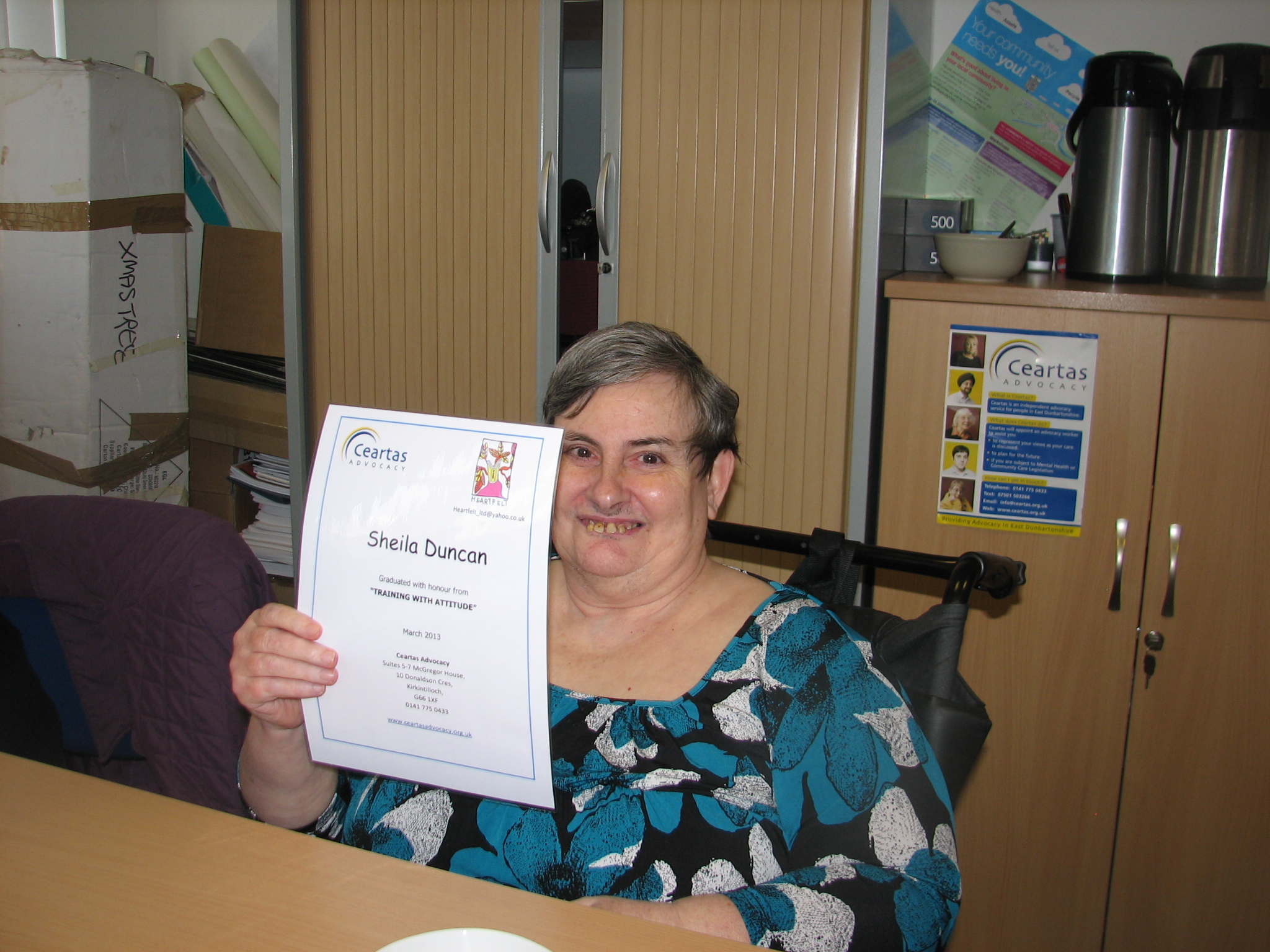Sheila with her cert