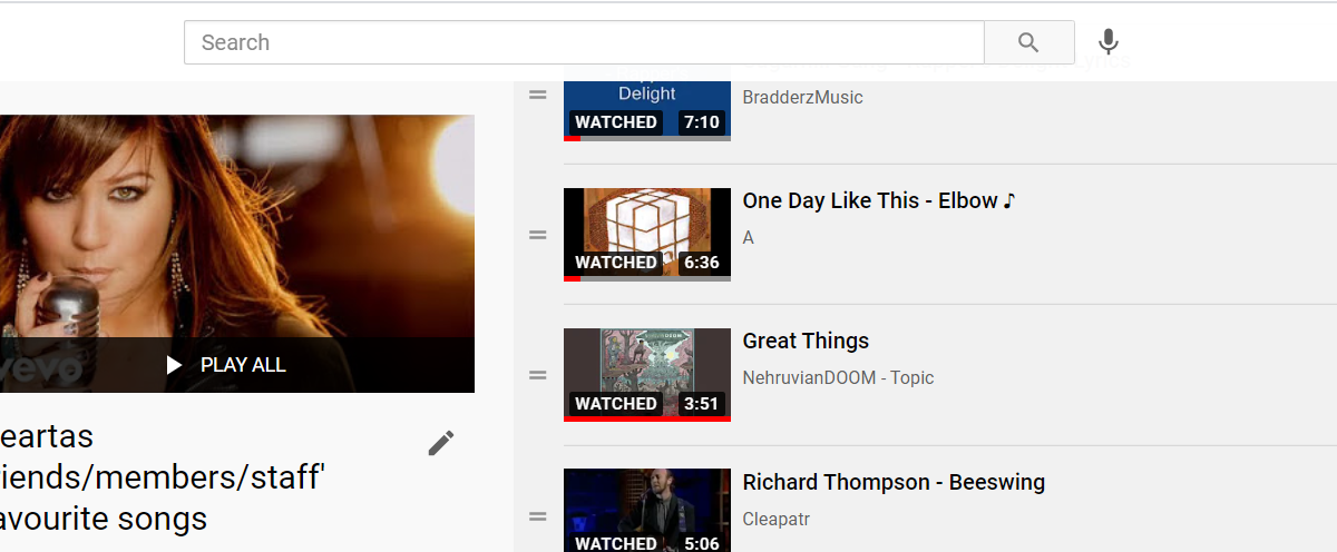 screen grab of Youtube playlist