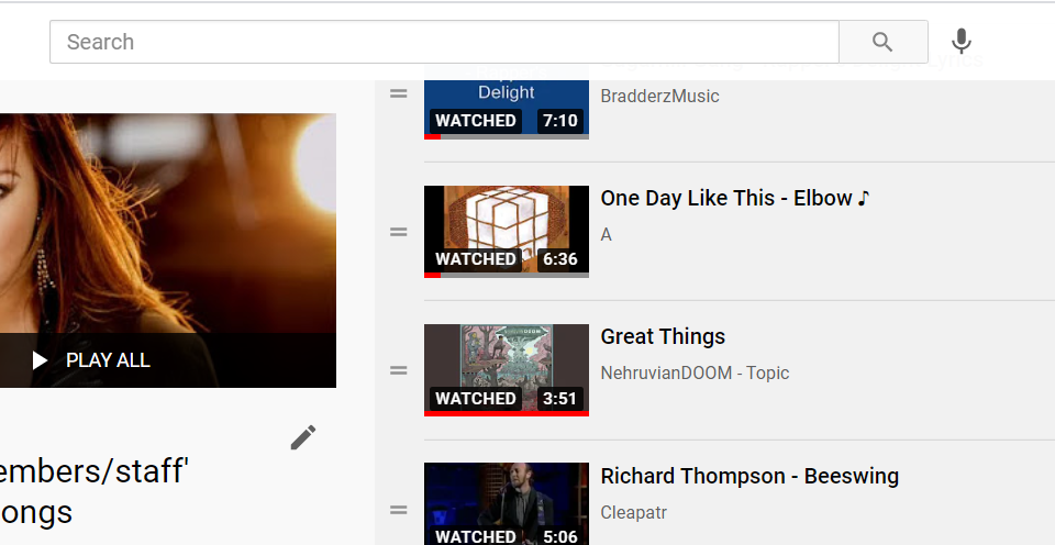 screen grab of Youtube playlist